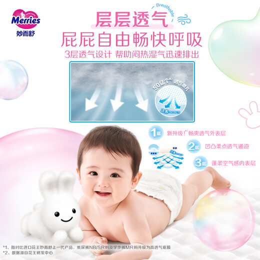 Kao (Merries) Couches et couches pour bébés importées, nouveau-né, NB Taille 90 comprimés (sous 5 kg)