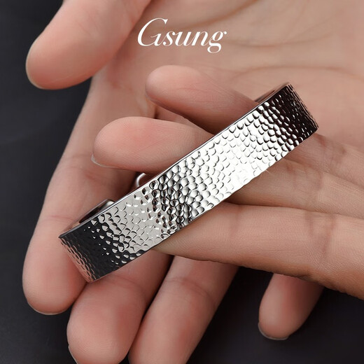 GsunG platinum bracelet men's PT950 men's and women's handmade hammered bracelet atmospheric platinum solid open bracelet PT999 priced by gram contact before bidding