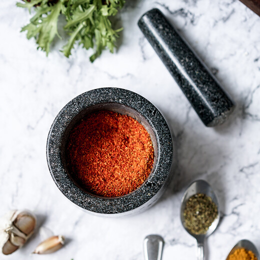 Natural stone mortar household garlic mortar manual garlic masher kitchen grinder food supplement Chinese medicine spice mortar granite mirror grinding stone mortar (new color) black brown ready stock