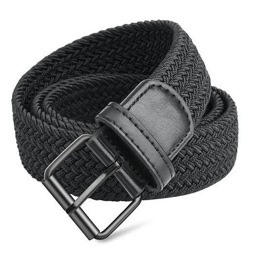 Half cigarette canvas belt men's elastic elastic belt men's hole-free punch-free men's and women's braided student military training trouser belt for gift