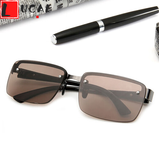 LUCALY anti-glare glasses men's new stone mirror men's brown non-prescription flat mirror women middle-aged and elderly crystal sunglasses.// black frame white lens
