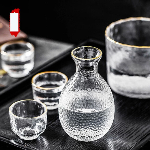 Zhushengmo (ZHUSHENGMO) Japanese wine set glass sake cup soju pot fruit wine cup plum white wine cup small glass wine warmer home set transparent model 1 pot 1 cylinder 4 cups