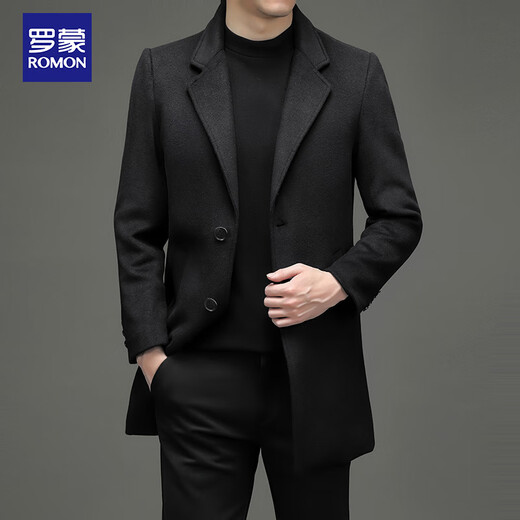 Lomon wool coat men's casual business formal clothes wool coat coat jacket LL1931 black 3XL
