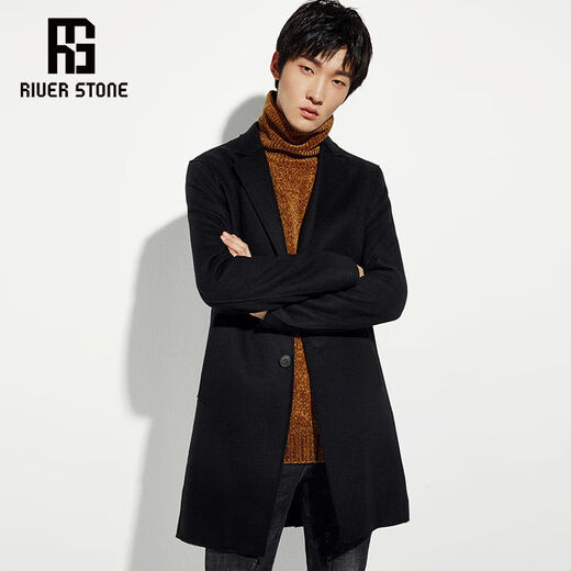 RIVERSTONE [Special Clear] Liushi Men's Wear Men's Wool Coat Autumn and Winter Korean Style All-match Jacket Men's Black M