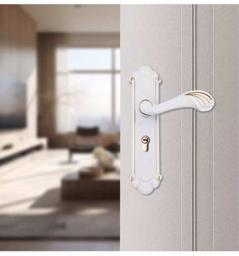 Huili custom stainless steel door lock indoor bedroom door set door household universal solid wood door mechanical handle lock 508 stainless steel lock 35-50mm universal type with key