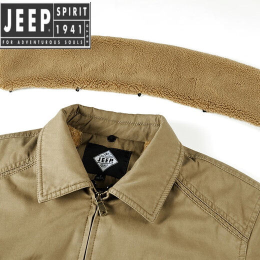 Jeep Spirit2025 Jacke Herren Winter Revers plus Fleece verdickte Jacke Baumwollshorts mittlere Baumwollkleidung im mittleren Alter Militär 3xl