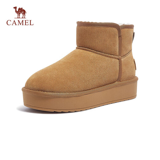 骆驼（CAMEL）雪地靴女简约反绒增高厚底套筒保暖靴 L23W275056 驼色 38 