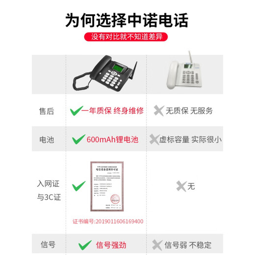 CHINO-E Wireless Card Phone Landline 4G/5G Mobile Unicom Telecom Fixed Line SIM Card Home Office Black [Mobile Version]