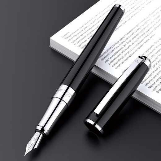 德柏高端钢笔德国进口总成【教师节礼物】免费刻字礼盒套装成人男女士书法练字領導送礼 银色深黑 0.5F尖【中等粗细】墨水礼盒