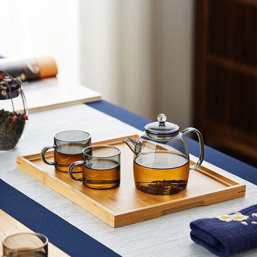 Green Changming glass teapot Kung Fu tea set thickened high temperature resistant teapot single pot with handle small glass pot