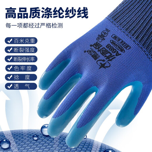 星宇优耐保劳保手套耐磨不臭手乳胶物理压纹工地建筑木工钢筋工用 优耐保A688 24双 S小号 女士紫色