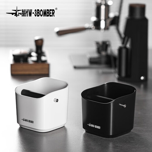 MHW-3BOMBER bomber coffee grounds bucket, home bar desktop trash can, espresso machine waste powder residue knocking bucket residue box, anti-powder residue splashing small square residue bucket-dazzling black