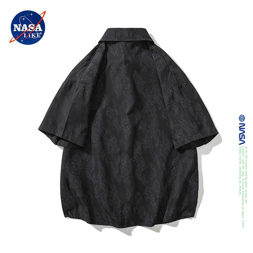 NASA LIKE官方潮牌衬衫夏季冰丝短袖男女日系宽松休闲衬衣百搭青少年上衣T NASA联名-白色 2XL（建议135-150斤）