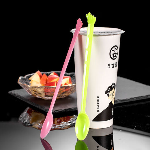 Chuge high-quality disposable spoon individually packaged food-grade dessert spoon plastic commercial dessert ice cream spoon coffee stirring spoon 21cm five-pointed star * transparent independent * 100 pieces (buy 8 1) buy more