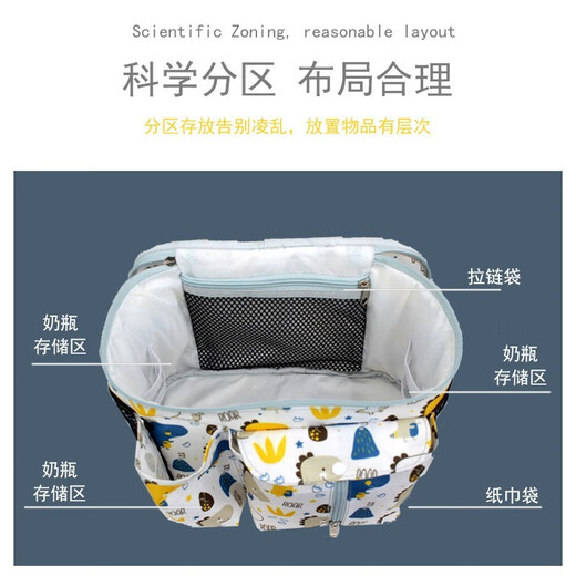 贞喜气 婴儿车挂包 大容量宝宝推车挂袋挂钩收纳储物袋置物篮溜娃神器 【白色恐龙+升级侧兜】
