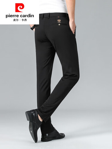 Pierre cardin (pierre cardin) Pierre cardin casual pants for men spring and autumn straight iron-free anti-wrinkle suit pants middle-aged dad stretch trousers men 686 thick black 35 (2 feet 8)