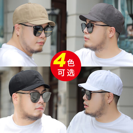 慕瑾繁饰 大头围帽子短檐短沿大码鸭舌帽男大号大脸头大加大棒球帽胖子 卡其色 XL 加大码(59-65CM)