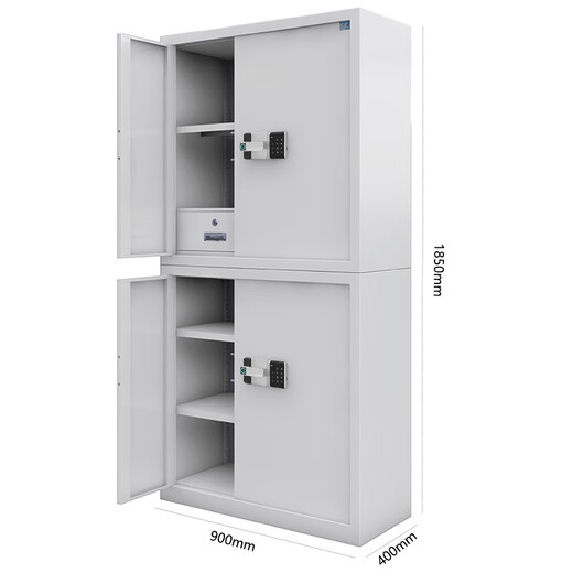 Tiger fingerprint password lock security cabinet thickened steel plate large split double section steel office file cabinet no key required