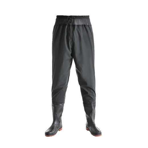 Hongshiyu waist-length waders, waterproof fish pants, rain pants, lower body men's waders, reservoir fishing clothes, fishing clothes, black knitted 75 silk/thickened upgrade, one size fits all (42)