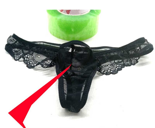 Jiyu underwear, sexy and passionate, open crotch, no need to take off, thong, exposed egg, physiological penis, men's underwear, fully see-through, black men, small size M