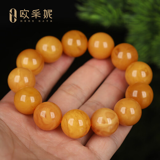 OUCERNY Beeswax Bracelet Collection Presbyopia Wax Natural Amber Chicken Oil Red Honey Buddha Beads Old Wax Bracelet Russian Material Orphan Natural Beeswax Orphan Flower Wax Ball Bead Bracelet