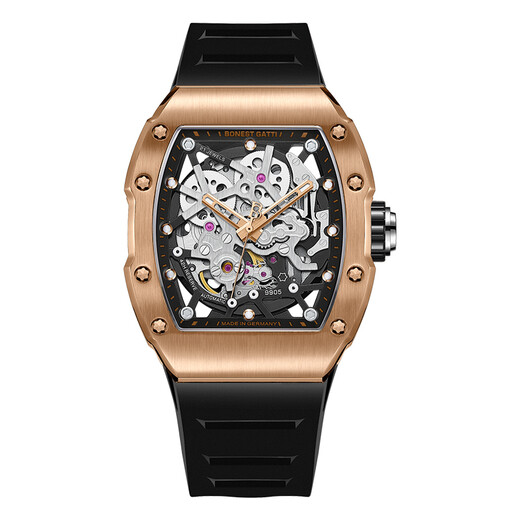 Bugatti (Bonest Gatti) Watch Herren Deutsch vollautomatische mechanische Uhr Luminous hohle wasserdichte Saphir-Fass-Fass-Typ-Uhr-Uhr Phantom 9905-A3 Ausgezeichnetes Gold [gleiches Modell in Einkaufszentrum]