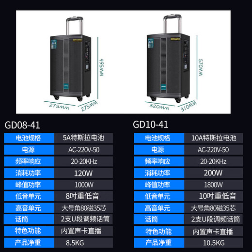 LANGTING QX1014 square dance audio professional outdoor karaoke high volume singing and dancing mobile portable trolley Bluetooth performance speaker built-in sound card version GD08-41+2 microphones