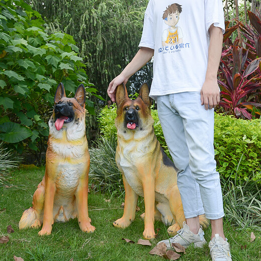 Cage fun simulated dog ornaments floor-standing sculpture living room courtyard home furnishings animal model large resin wolf dog housekeeper Wolf dog A style right style 22cm high