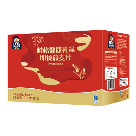 桂格早餐谷物 膳食纤维 即食燕麦片1478g双旦圣诞分享装礼盒装 【礼盒装】1000g*2罐