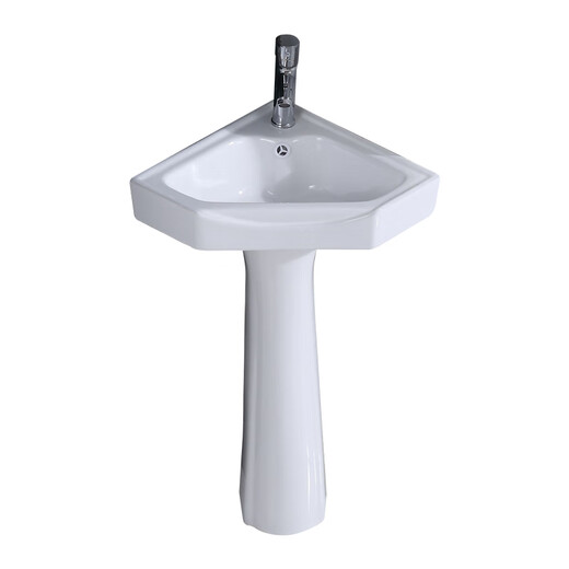 Triangular basin wash basin small apartment bathroom corner pedestal basin mini corner pedestal wash basin household 26*26 triangular pedestal basin + hot and cold faucet