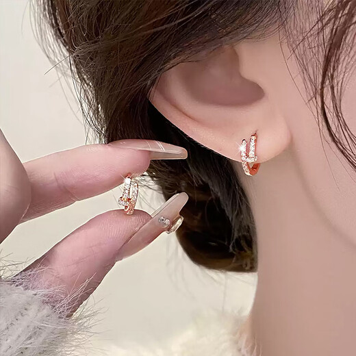 Idel French light luxury niche rose gold nail earrings 2025 new unique ear buckle commuting simple high-end earrings for women nail earrings rose gold E3175