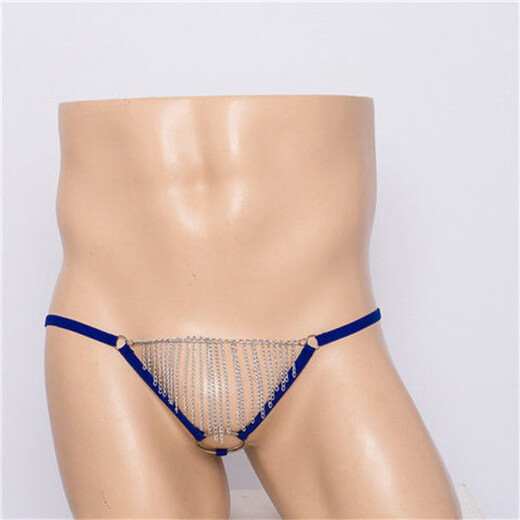 Men's thong one strap sexy transparent pouch gun bullet separation hoop tassel lace physiological underwear men's sex toy white one size