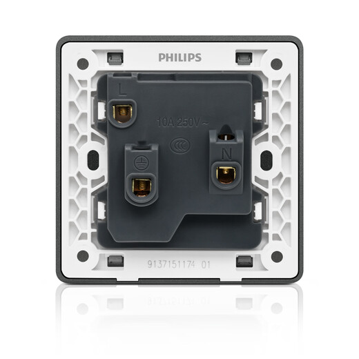 飞利浦（PHILIPS）开关插座家用恒曦86型空调一开双控网络面板深灰色 斜五孔（10A） 插座
