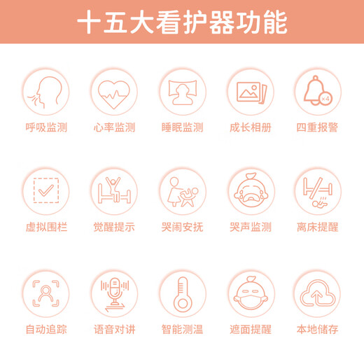 Turing Baby Care Baby Care Vital Signs Respiration Heart Rate Sleep Monitoring Growth Album AI Smart Baby Care WIFI丨Sakura Pink