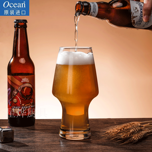 Ouxin imported glass large capacity draft beer cup IPA creative craft beer cup water cup beverage cup 2 beer cups 565ml