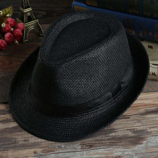 Shaking Qian top hat gentleman hat men summer men summer sun hat straw hat couple straw woven jazz hat Korean hat khaki adult 58cm
