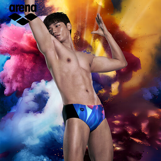 Arena's new men's briefs, competition racing professional low-drag swimming trunks, large size equipment BKBU-black and blue (entry style/white soft fabric) 2XL (height 178-185cm/weight 78-90kg)