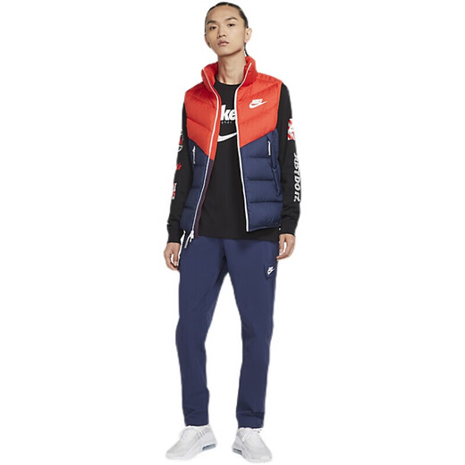 Nike (NIKE) new down jacket men's winter sports and casual comfortable and warm hat-free vest vest CV8975-673/Arikanomiya hidden blue S