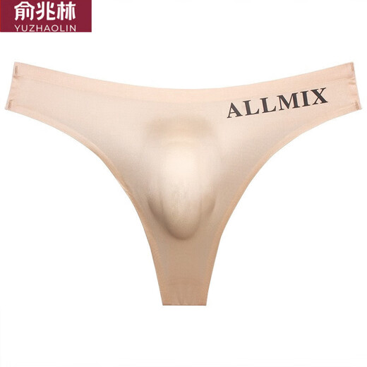 俞兆林（YUZHAOLIN）丁字裤低腰U凸弹力紧身性感男士T内裤一片式冰丝无痕露臀运动健身 男DZ 冰丝黑一条 L