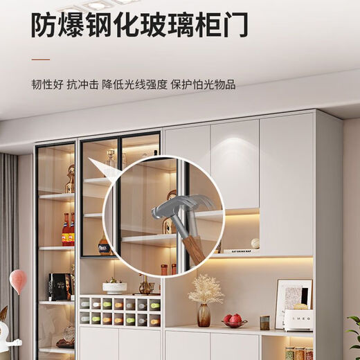 Guansi light luxury wine cabinet display cabinet solid wood glass door wine rack high-end living room furniture modern multi-functional wall sideboard 0.8m wine cabinet + 1.2m sideboard combination