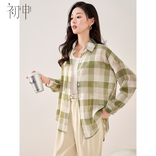 First application thin plaid shirt women's long-sleeved Korean style loose shirt casual top air-conditioning shirt jacket SW26A11
