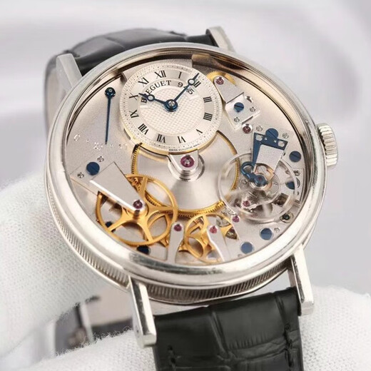 【二手95新】宝玑\/BREGUET 传世系列 18k白金全镂空奢侈品自动机械男士腕表 37mm 手动机械 7027BB/11/9V6