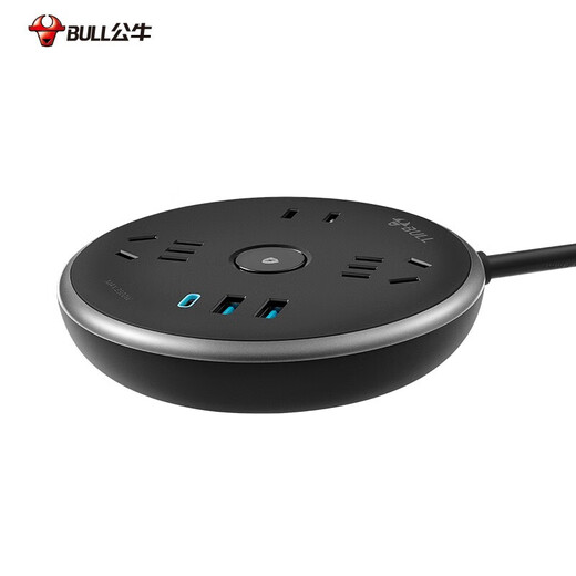 Bull (BULL) flying saucer socket, anti-surge and anti-surge, plug strip/plug strip/terminal board/converter, plug strip with child protection door, 20W fast charging | total control 1.5 meters R612U