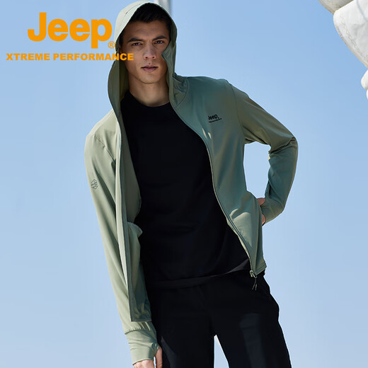 Jeep's new summer sun protection clothing for men and women breathable outdoor ice silk face covering with hat sports fishing sun protection clothing Qianjun 3XL