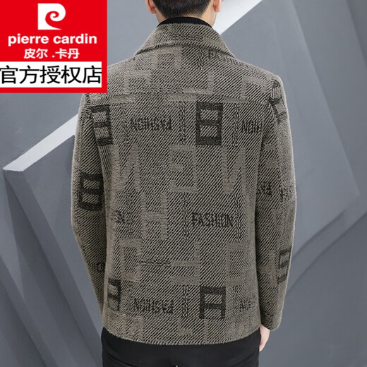Pierre Cardin Woolen Jacket Men's Korean Style Casual Short Woolen Big Top Men's Jacket Autumn and Winter Trendy Top Khaki 8229 Cotton 3XL
