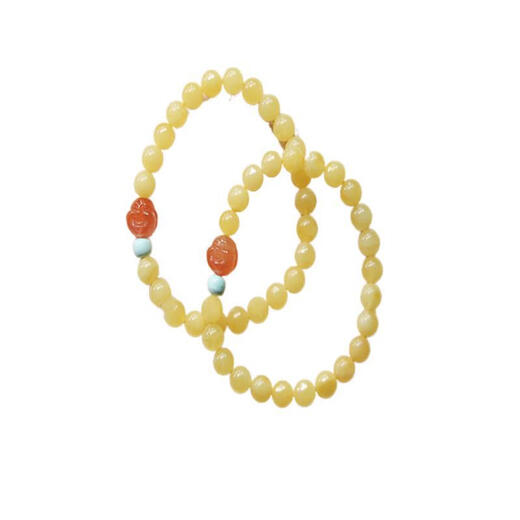 Longyin beeswax amber bracelet for women and men round bead single circle with turquoise and southern red Buddha head birthday gift YJ about 5.8mm