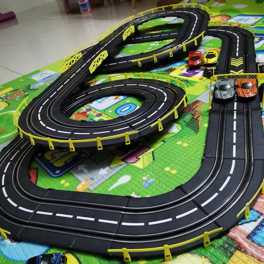 
Children's track car toys boys four-wheel drive runway electric remote control racing car birthday gift 3-6-10 years old 8-12 4.1 meters racing track [Double model] electric model + 2 cars