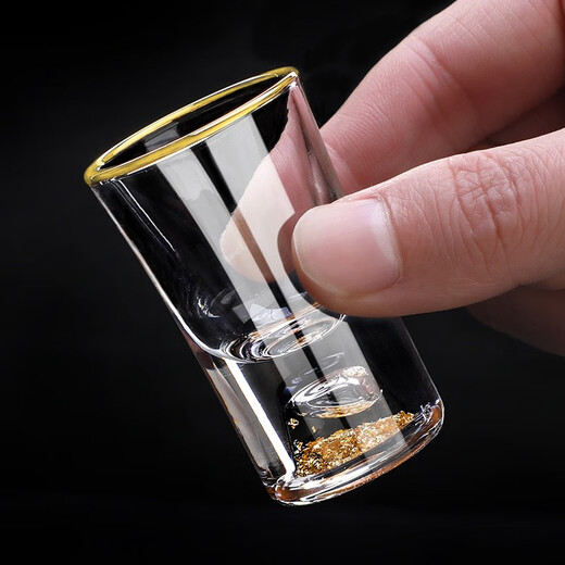 MIDOC household gold foil high-end wine set white wine cup wine dispenser mouth cup bullet cup small glass wine cup luxury (8 pots 8 cups ladder rack) Jinshan pot + gold foil cup