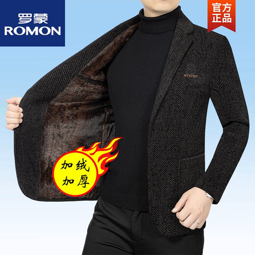 
ROMON wool suit men's jacket autumn and winter plus velvet thickened 2024 new middle-aged casual suit Coffee color F56620 M 170 size 100118Jin [Jin equals 0.5 kg]