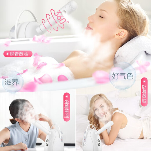 Golden rice facial steamer beauty instrument hydrating sprayer hot and cold double spray household facial steamer facial traditional Chinese medicine hot spray hydrating nano atomization sprayer cold spray machine facial gift for girls hot and cold three spray facial steamer white